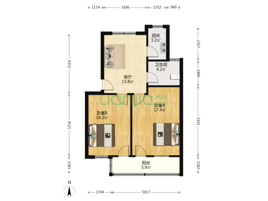 菉溪新村 2室1厅1卫 73平方