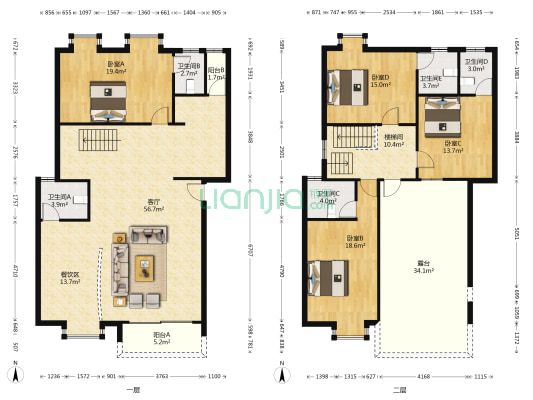 里水钻石苑 4室1厅5卫 205平方