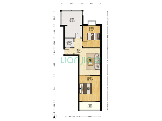 白鹤庄28号居民宿舍 2室1厅1卫 69平方