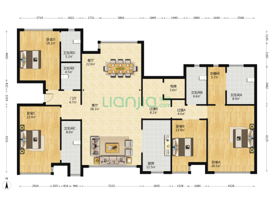 美墅金岛 4室2厅5卫 275平方