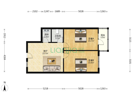 电业新村 2室1厅1卫 82平方