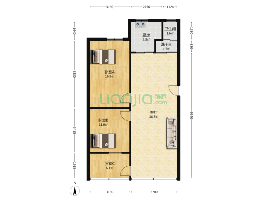 横江一路49号 3室1厅2卫 83平方