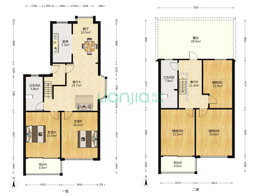 东南花苑 2室3厅2卫 188平方