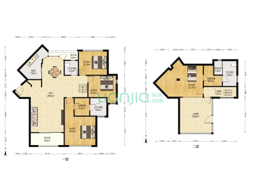 住家装修顶跃 二楼有七十平左右露台＋屋顶露台 近轻轨-户型图