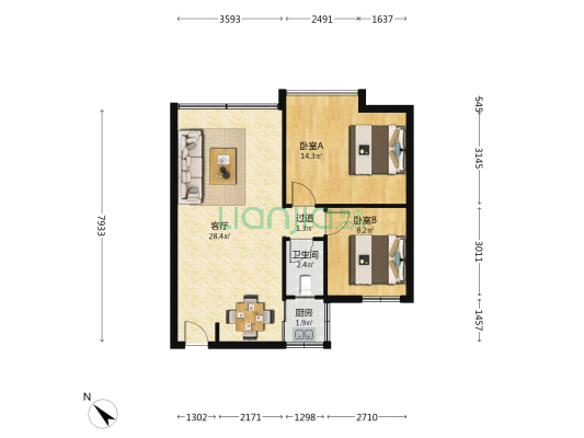 塘厦三局大院 2室1厅1卫 58平方
