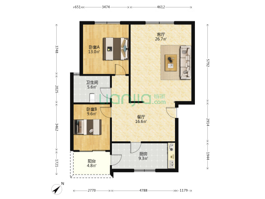 广友苑 2室2厅1卫 192平方