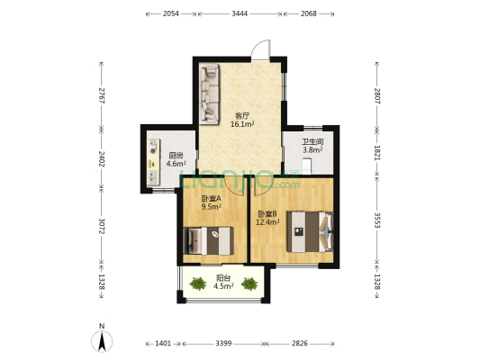 清泽园 2室1厅1卫 70平方
