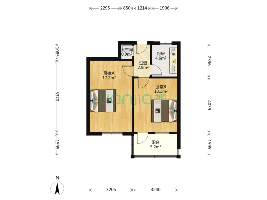 文化东路58号 2室0厅1卫 52平方