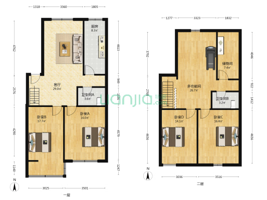 丰泽山庄一期 5室1厅2卫 92平方