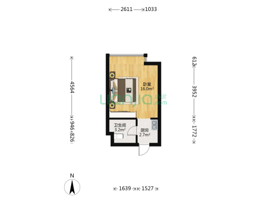 北岸青年公寓 1室0厅1卫 35平方