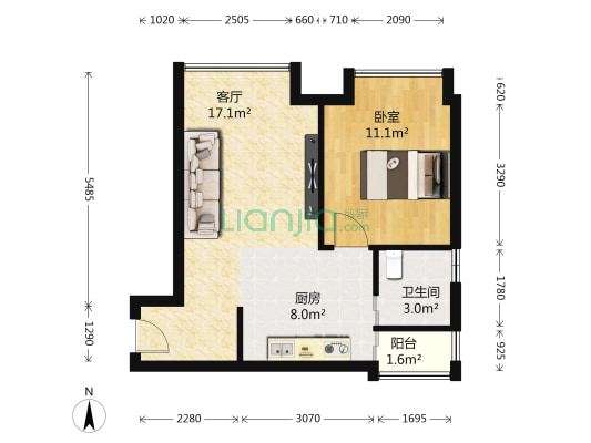 音乐花园 1室1厅1卫 50平方