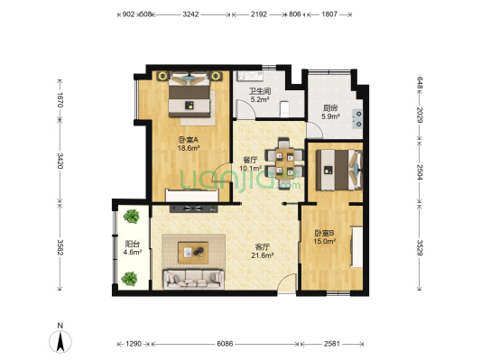 碧荔花园 2室2厅1卫 97平方