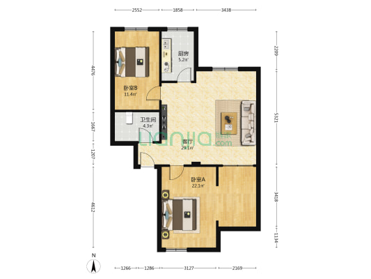 省工商局家属院（火车站西路） 2室1厅1卫 83平方
