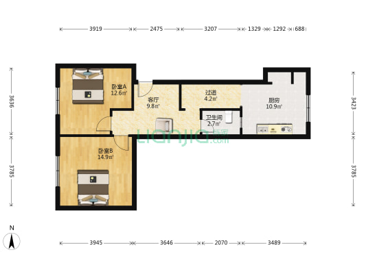 陇中南巷2号院 2室1厅1卫 60平方