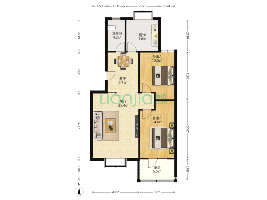 祥和小区 2室2厅1卫 101平方