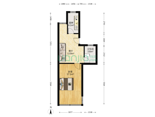 共富三村 1室1厅1卫 47平方