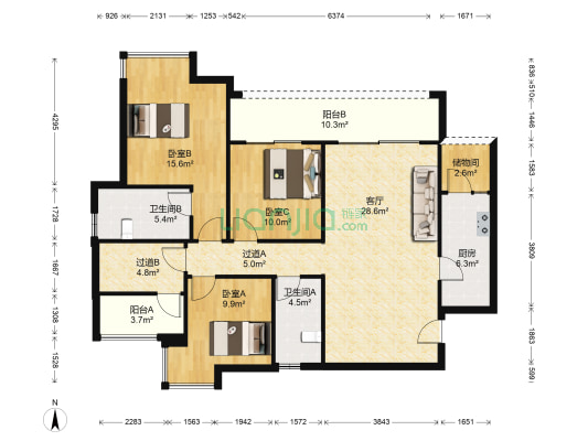 融信澜湾 3室1厅2卫 124平方