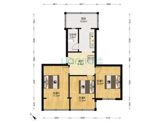 营通巷1号 3室1厅1卫 76平方