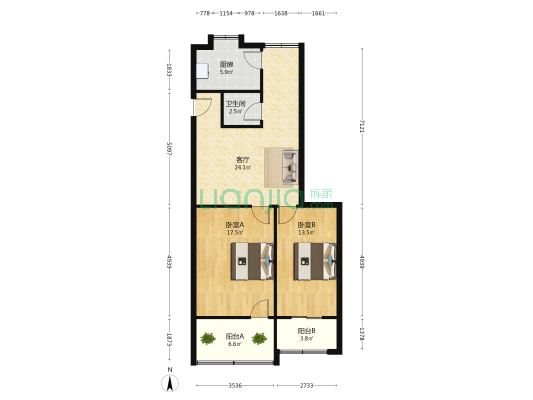 井冈山大道社区 2室1厅1卫 76平方