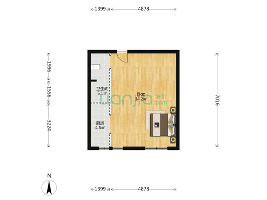 中豪·行政公馆 1室0厅1卫 70平方