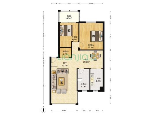 和风丽园 2室2厅1卫 101平方