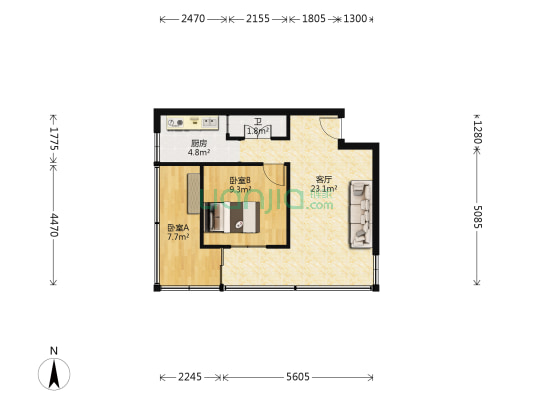 敦和路 2室1厅1卫 37平方
