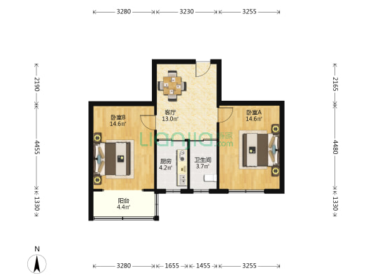 沁园新村北区 2室1厅1卫 70平方