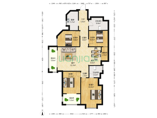 金地悦天下 4室2厅2卫 147平方