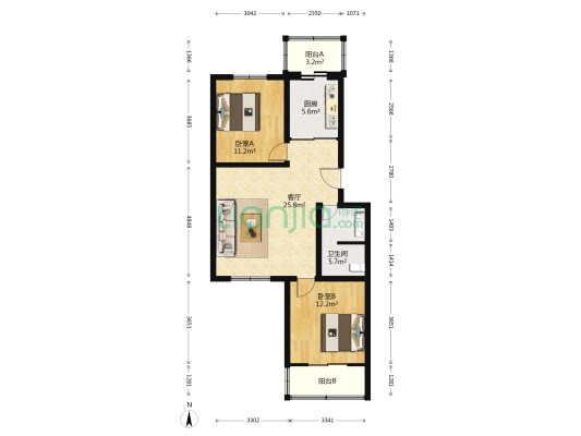 吴店东里 2室1厅1卫 90平方