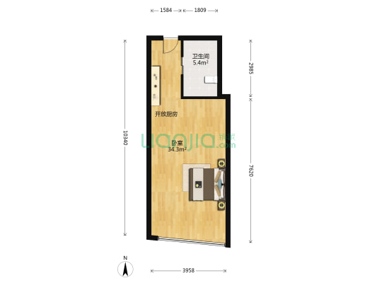 凯燕环球中心 1室0厅1卫 68平方