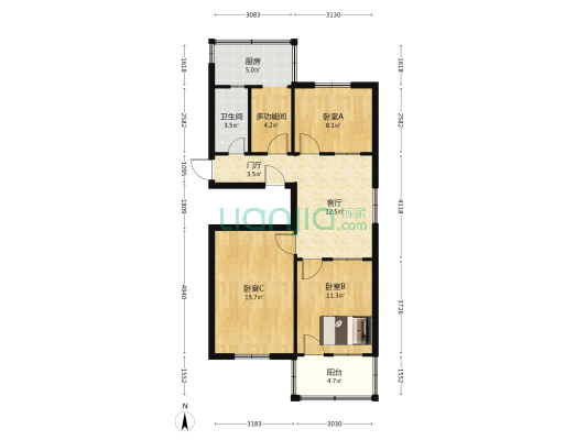 市商业局家属楼 4室1厅1卫 78平方