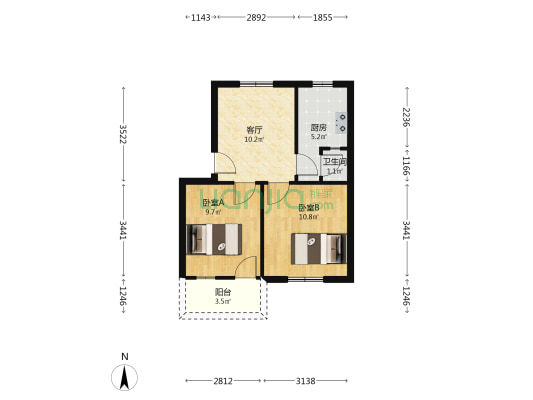 港湾五村 2室1厅1卫 50平方