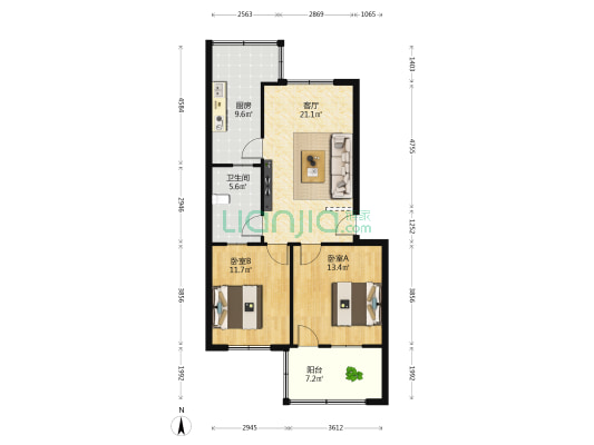 联通公司家属院（四家巷） 2室1厅1卫 82平方