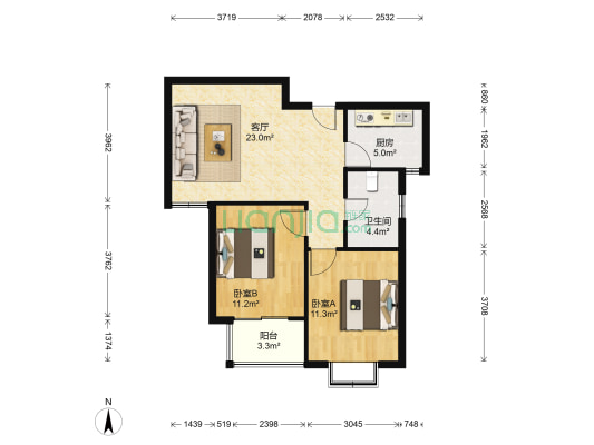 瑞鑫嘉园 2室1厅1卫 85平方