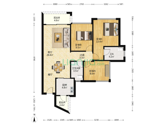龙光玖誉湾 3室1厅2卫 93平方