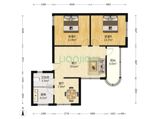 汝河路61号 2室2厅1卫 80平方