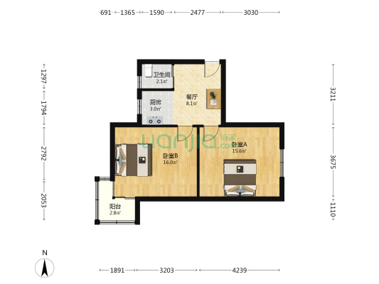 安化路302弄 2室1厅1卫 58平方