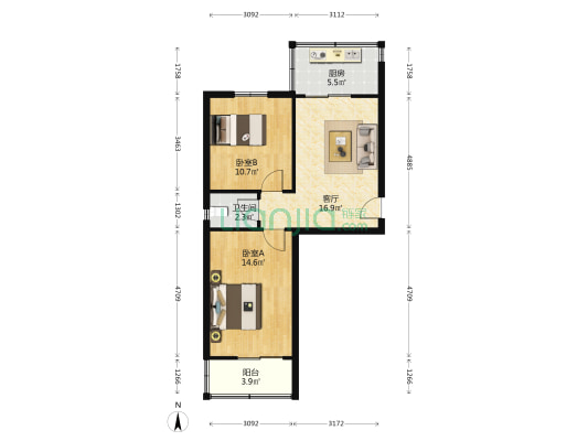 索罗巷95号院 2室1厅1卫 60平方