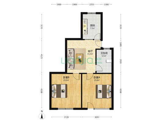 宏宝公寓 2室1厅1卫 74平方
