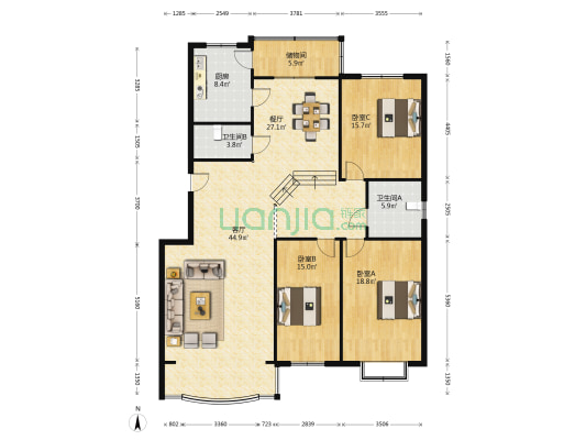豊電花園 3室2厅2卫 172平方