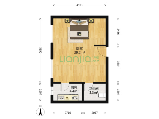 中国航天揽月湾 1室0厅1卫 53平方