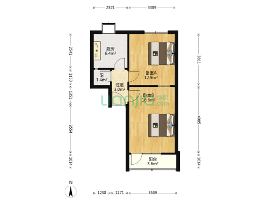 建设路21号 2室0厅1卫 56平方