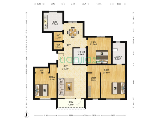 华润西山墅 4室1厅2卫 158平方