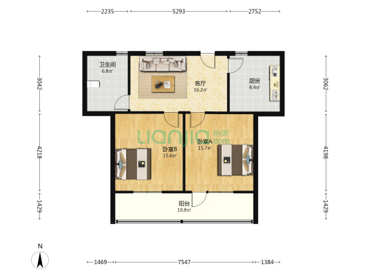 电厂街商务局院 2室1厅1卫 83平方