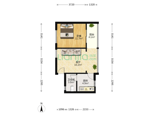 听涛雅苑 1室1厅1卫 46平方