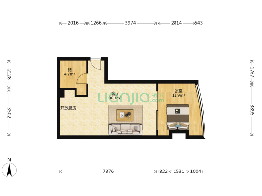 皇城酒店公寓 1室1厅0卫 73平方