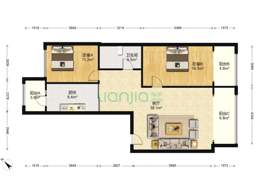 师大艺术产业园 2室1厅1卫 144平方