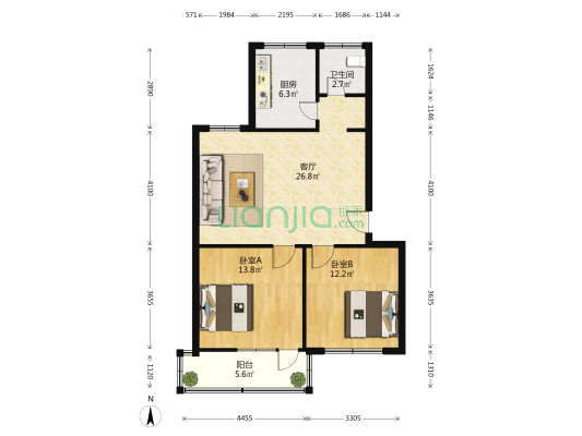 柳苑小区 2室1厅1卫 82平方