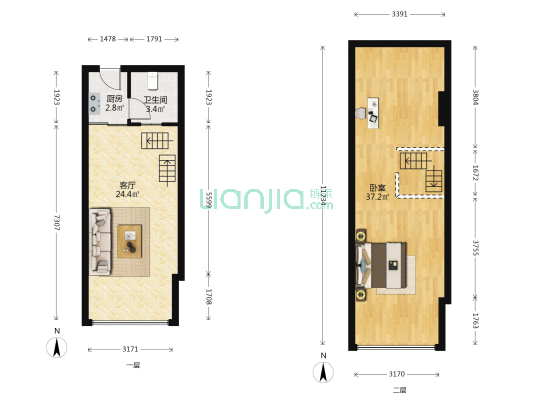 香江国际 1室1厅1卫 43平方