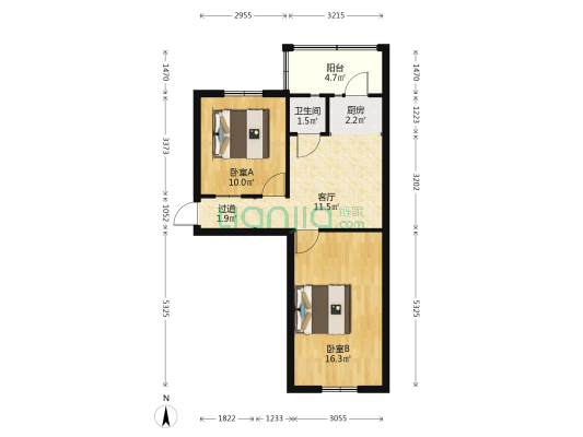 敦煌楼 2室1厅1卫 53平方